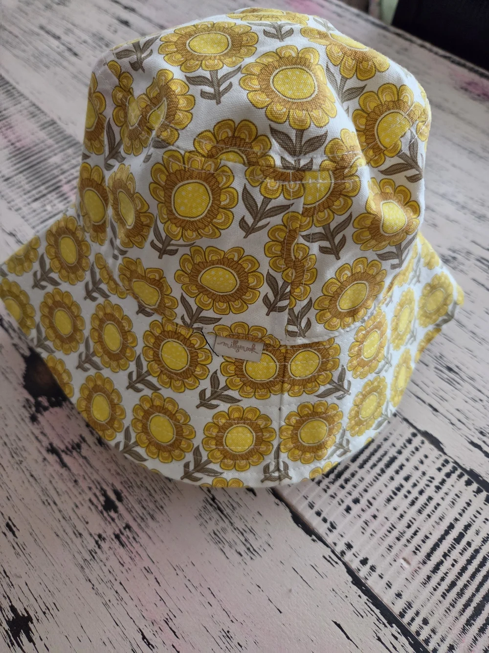 Sunflower Print Kids Bucket Hat - Brand: Millymook- Yellow